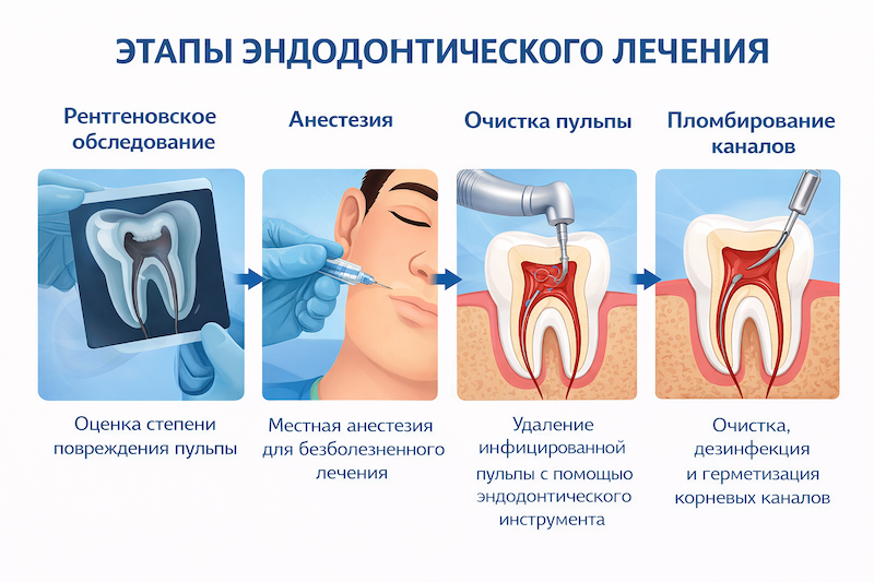 Процесс лечения корневых каналов